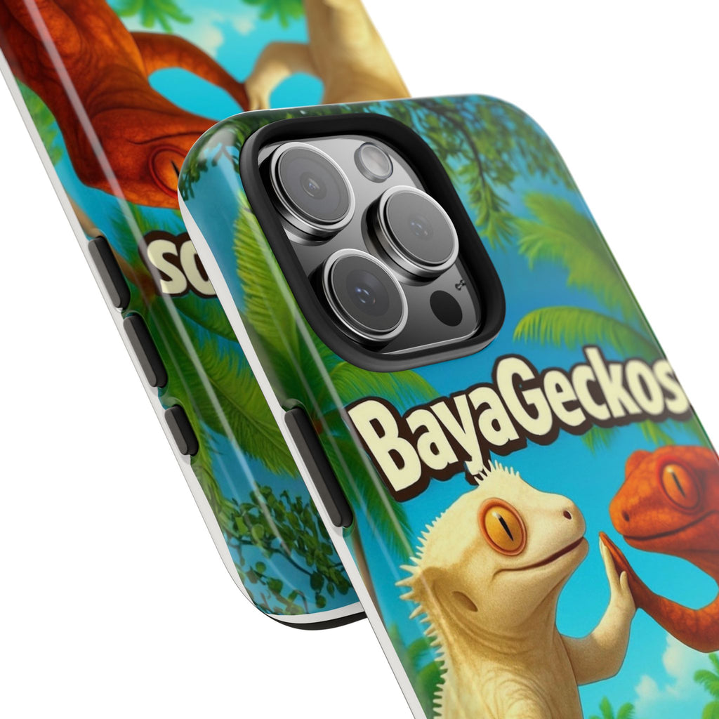 BayaGeckos Tough Phone Case — Colorful Gecko Duo Protective Cover