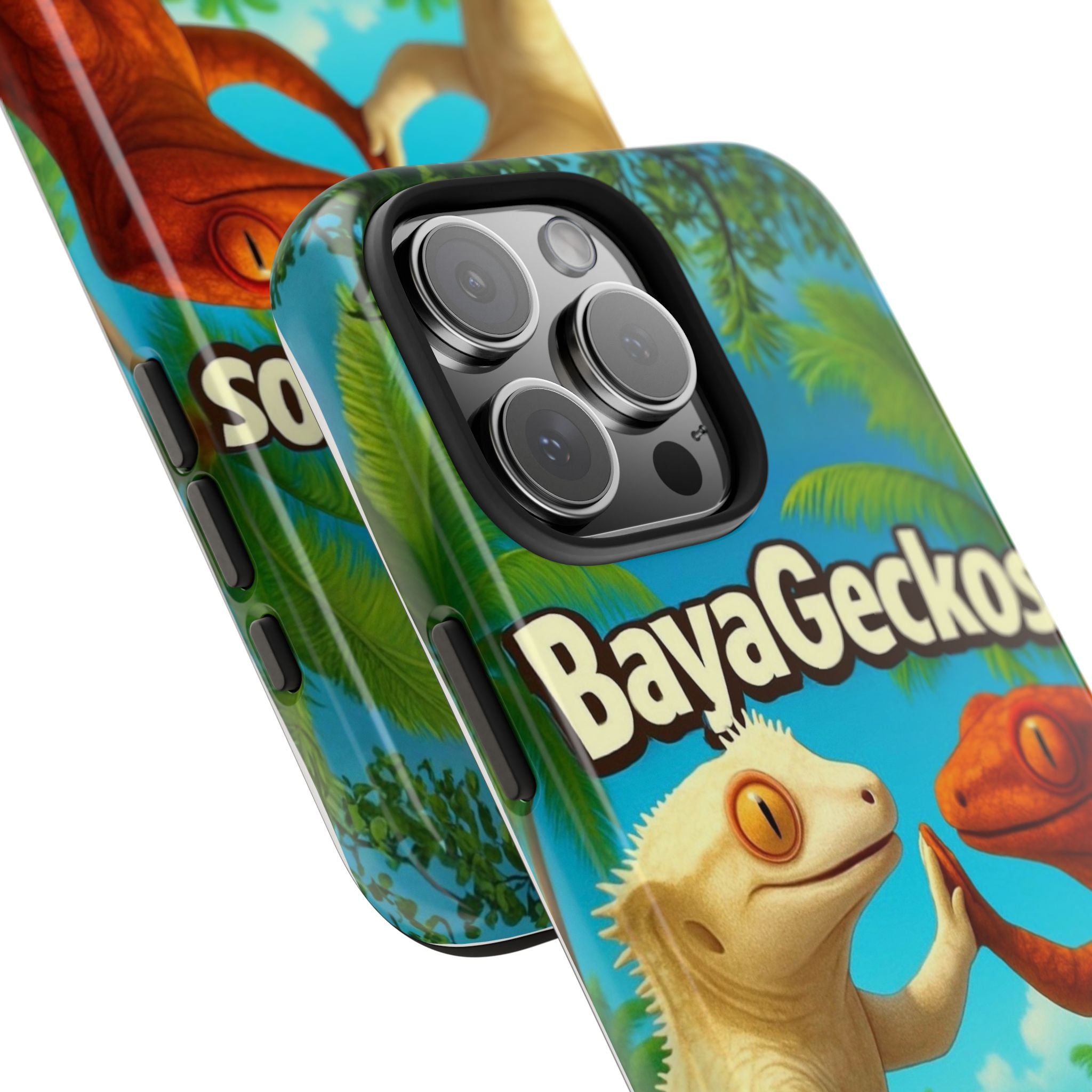 BayaGeckos Tough Phone Case — Colorful Gecko Duo Protective Cover